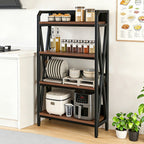 56.30'' Bakers Rack 4-Level Storage Shelves Metal and Wooden Kitchen Shelves, Kitchen Organizers and Storage, for Garage, Pantry, Bathroom, Closet ,33.50'' Length - Grand Goldman Shop