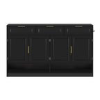 U-Style Farmhouse Sideboard with 3 Drawers & 4 Doors,59.1' Multi-Functional Storage Buffet with Adjustable Shelf and Open Storage Compartments, Suitable for Dining Room, Living Room, Entryway. - Grand Goldman Shop
