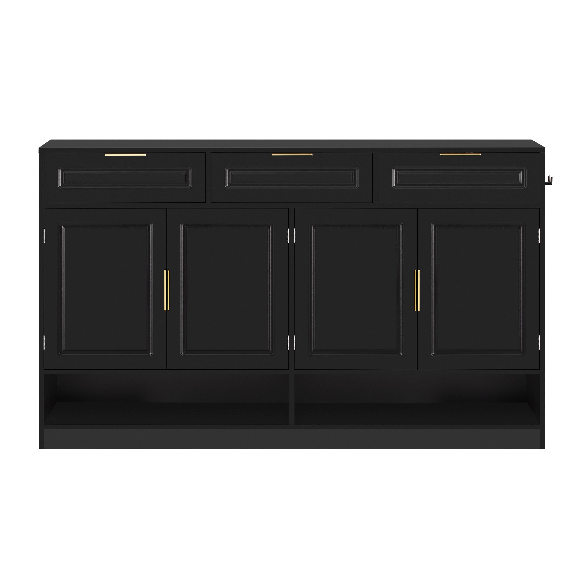 U-Style Farmhouse Sideboard with 3 Drawers & 4 Doors,59.1' Multi-Functional Storage Buffet with Adjustable Shelf and Open Storage Compartments, Suitable for Dining Room, Living Room, Entryway. - Grand Goldman Shop