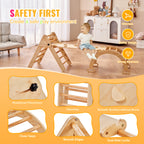 Pikler Triangle Set, 5 in 1 Toddler Climbing Toys Indoor Playground, Ramp, and Arch, Montessori Climbing Set with Triangle, M