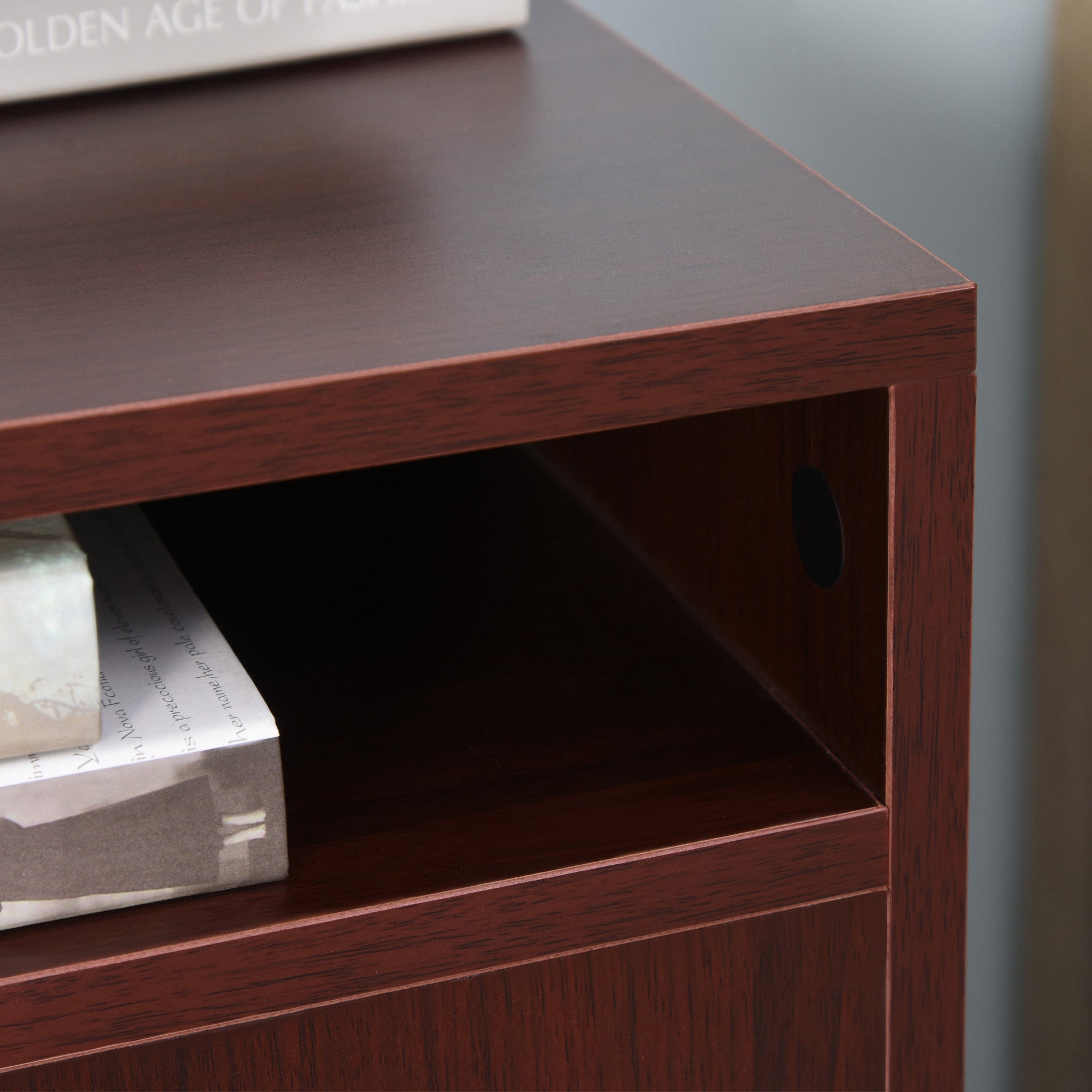 Mobile Storage Cabinet Organizer with Drawer and Cabinet, Printer Stand with Castors, Brown - Grand Goldman
