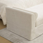 88.58' Wide Modern Bench, Bed End Bench with Armrests,Chenille Chaise Lounge Couch with 2 Bolster Pillows, Suitable For Living Rooms, Entryways, Dormitories, And Bedrooms.Beige - Grand Goldman Shop