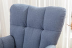 050-Teddy Fabric Rocking Gilder Nursery Chair For Living Room Indoor,Light Blue - Grand Goldman Shop