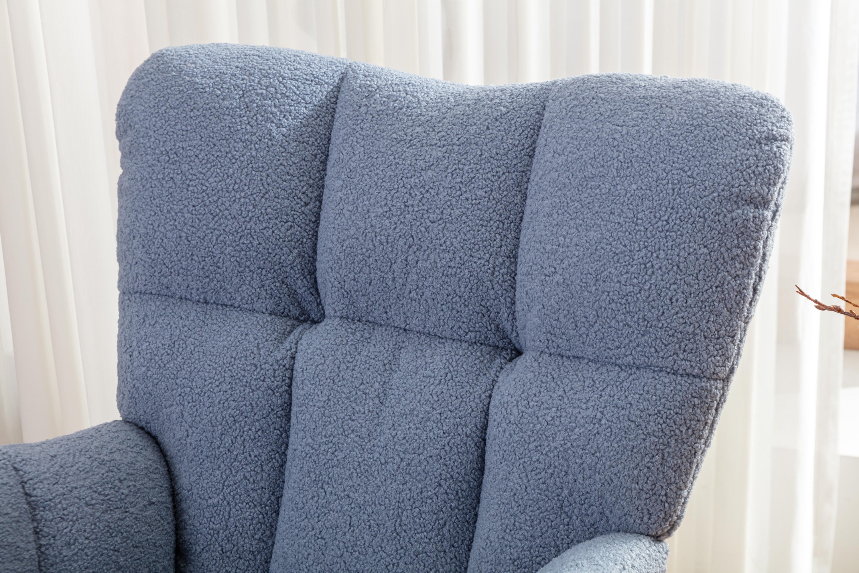 050-Teddy Fabric Rocking Gilder Nursery Chair For Living Room Indoor,Light Blue - Grand Goldman Shop