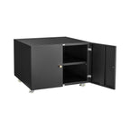 Modern Office Copier Cabinet Black 2-Door Steel Mobile Pedestal File Printer Stand - Grand Goldman