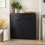 Kitchen Sideboard Buffet Cabinet, Farmhouse Storage Cabinet With Drawer And Adjustable Shelf, Barn Door Accent Cabinet For Kitchen, Dining Room, Entryway,Black - Grand Goldman Shop