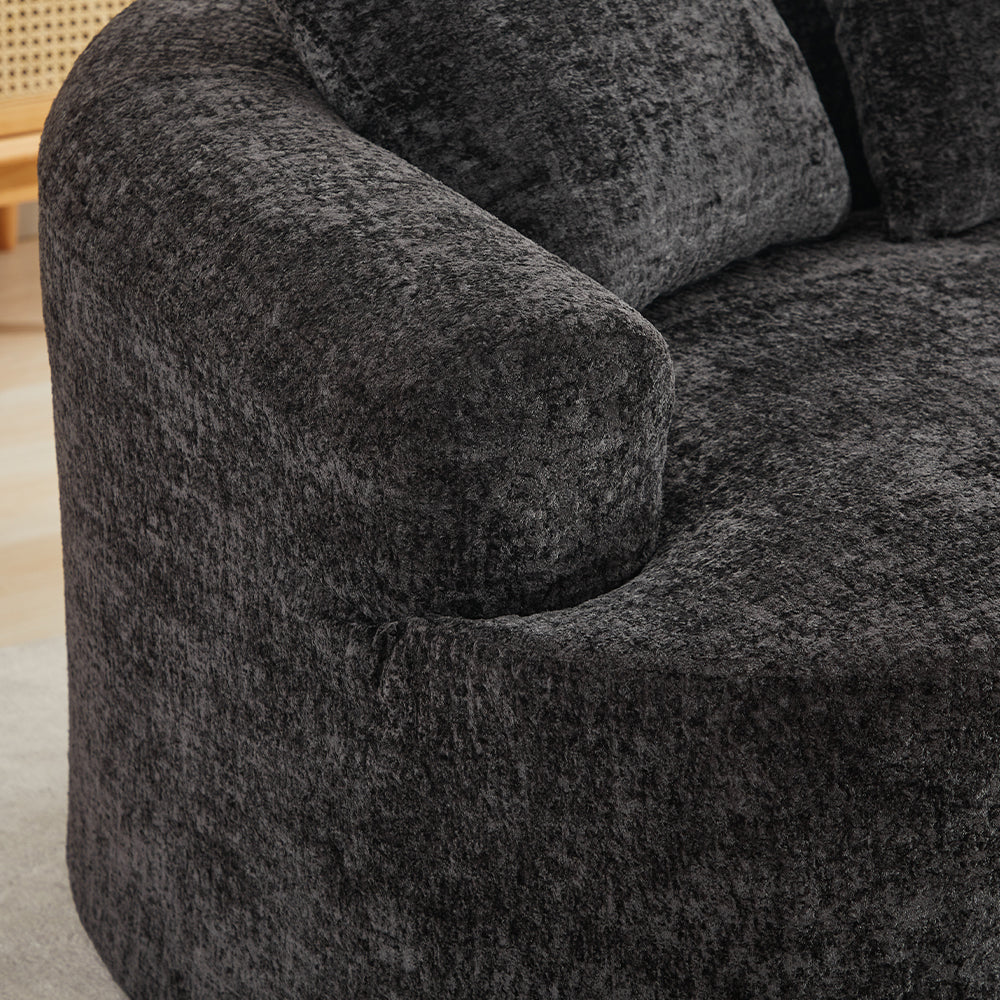 Curved Loveseat, Small Chenille Sofa with 3 Pillows, Deep Seat Couch for Apartment, Living Room, No Assembly Needed - Grand Goldman Shop