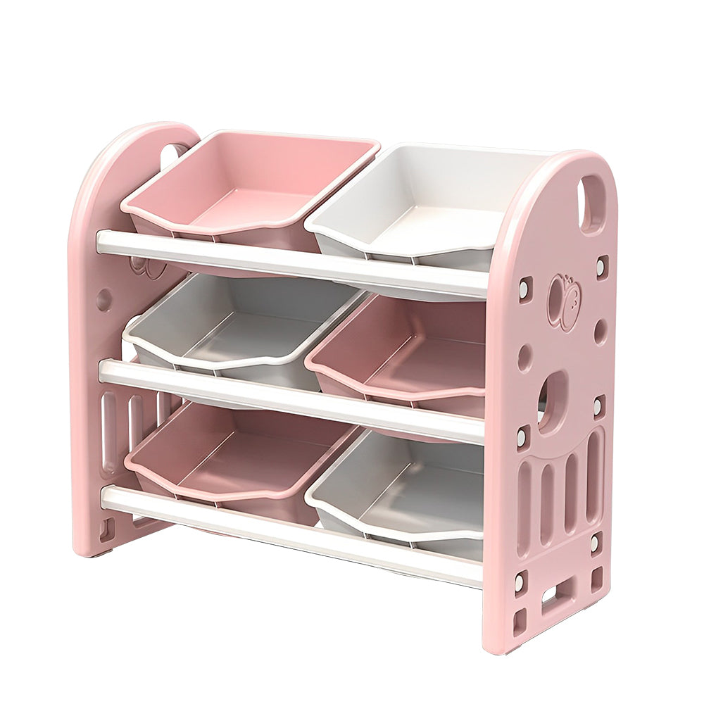 Kids Toy Storage Organizer with 6 Bins, Multi-functional Nursery Organizer Kids Furniture Set Toy Storage Cabinet Unit with H