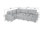 122 Inch Pull Out Couch, Rabbit plush Fabric Sofa Bed with USB Ports & Comfy Upholstered, Oversized U Shape Sectional Sleeper Sofa Bed with Storage Chaise, Grey - Grand Goldman Shop
