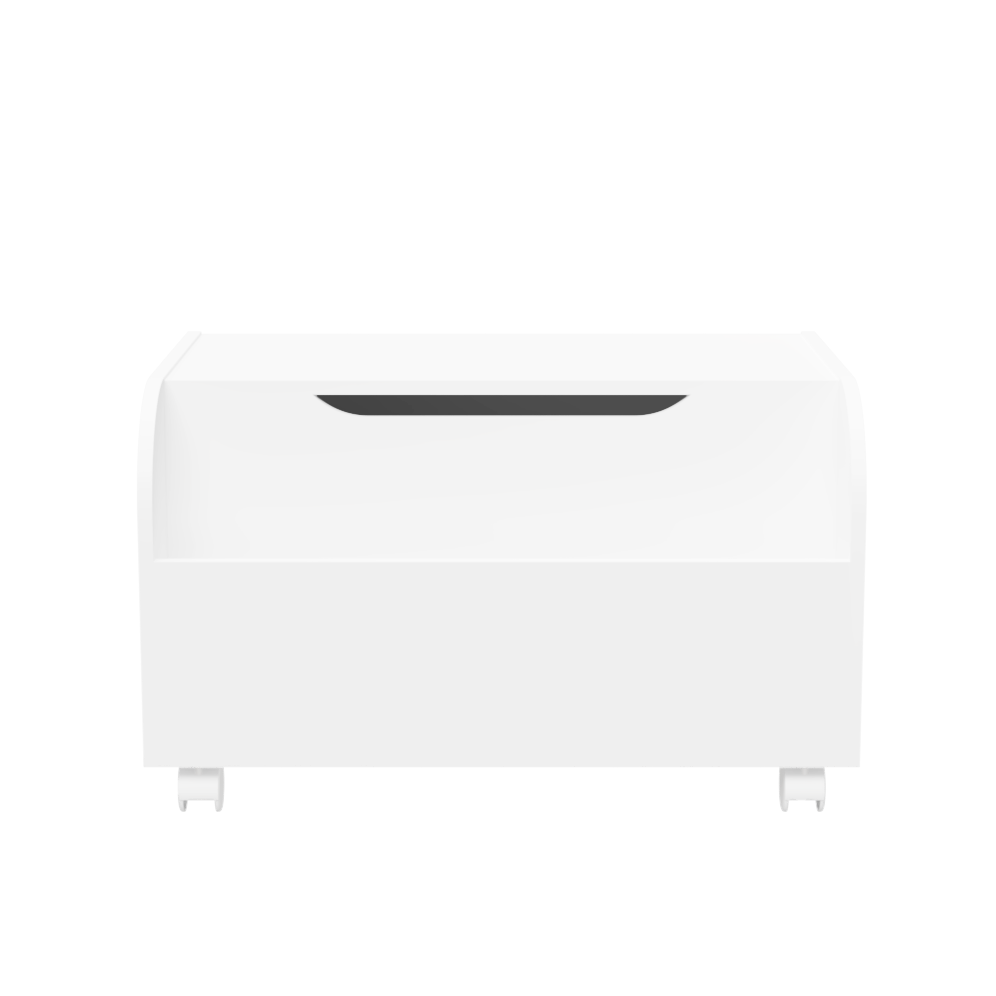White Wooden Toy Box with 4 Universal Wheels, Kids Playroom Storage Organizer with Front Bookshelf, Flip-Top Lid, Safety Hing