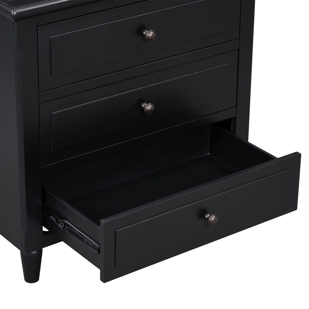 U_STYLE 28''painted Nightstand with 3 Drawers and Smooth Gliding Rails ,Simple Bedside Cabinet with Metal handle, Minimalist Sofa Side Table with rubber legs for Bedroom Sofa Couch Office - Grand Goldman Shop