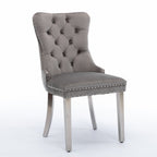 A&A Furniture,Nikki Collection Modern, High-end Tufted Solid Wood Contemporary Velvet Upholstered Dining Chair with Chrome Stainless Steel Plating Legs,Nailhead Trim,Set of 2,Gray and Chrome, SW1701GY - Grand Goldman Shop