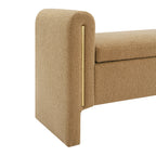 Modern Teddy Bed End Bench with Arms and Storage, Upholstered Foot Rest Stool, Coffee Color, Plywood, 52.3' Length - Grand Goldman Shop