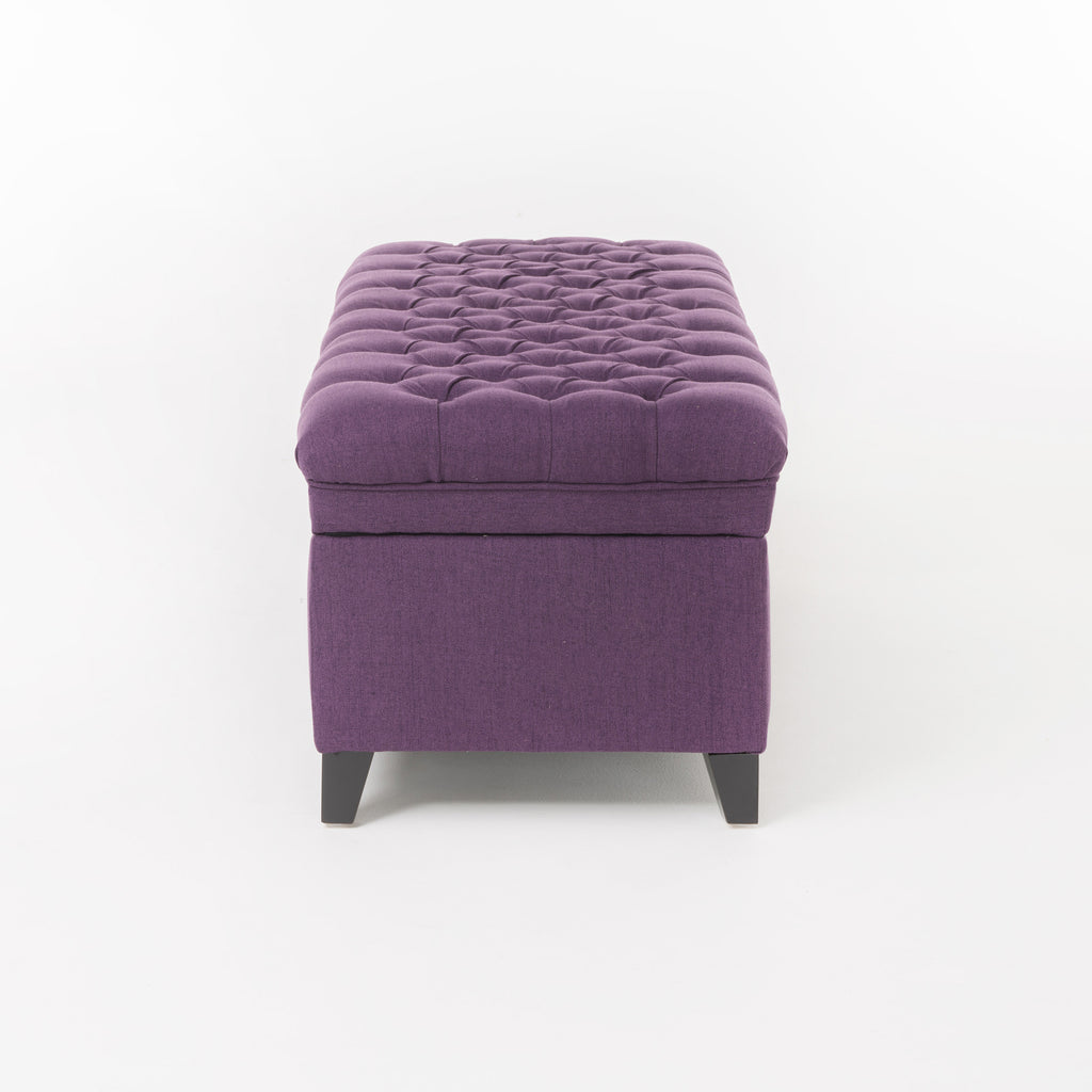 Juliana Storage Ottoman Purple Fabric with Birch Legs 50x20.5x18.3 Inch - Grand Goldman Shop