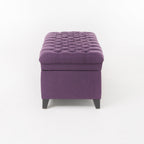 Juliana Storage Ottoman Purple Fabric with Birch Legs 50x20.5x18.3 Inch - Grand Goldman Shop