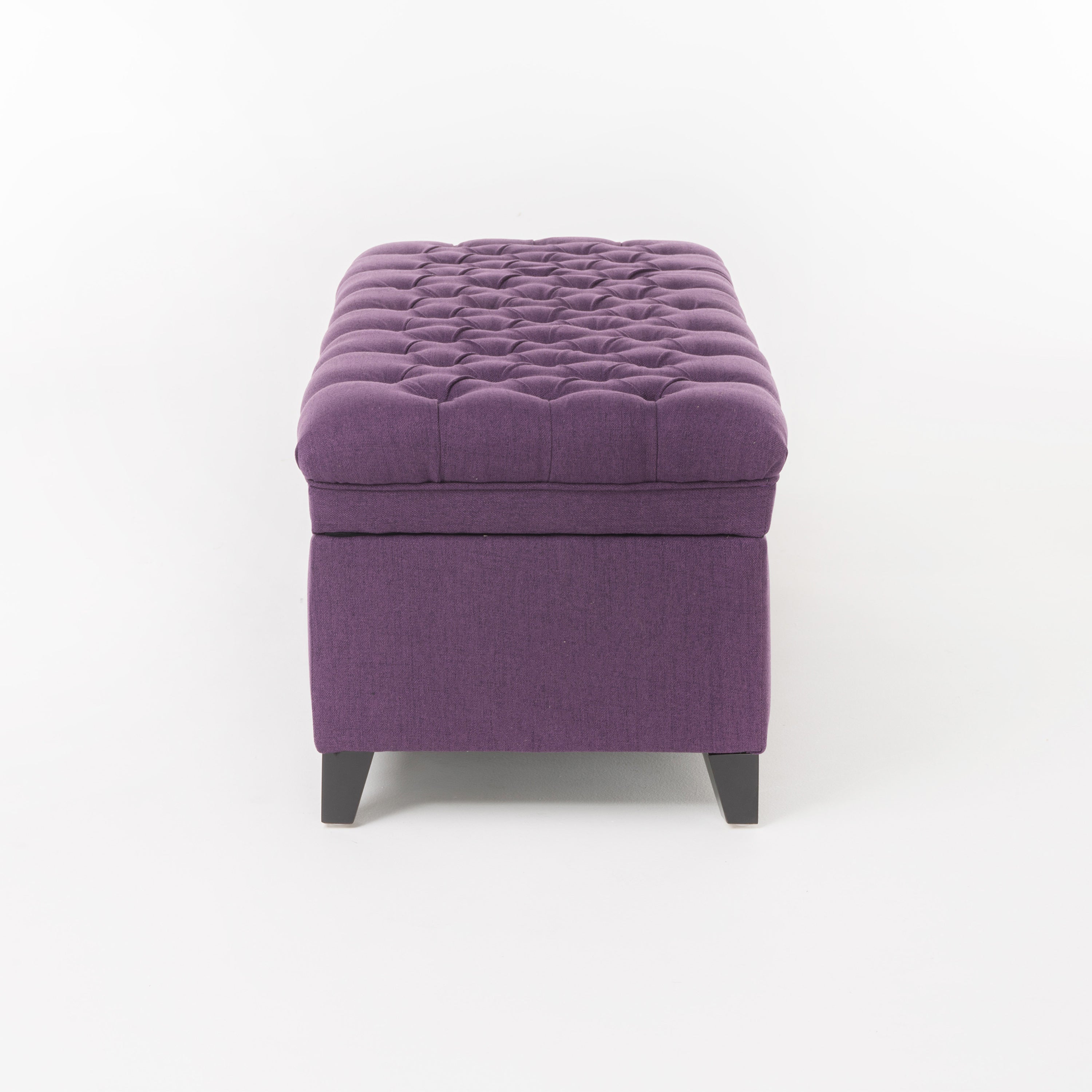 Juliana Storage Ottoman Purple Fabric with Birch Legs 50x20.5x18.3 Inch - Grand Goldman Shop