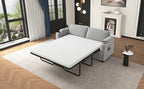 Corduroy Sleeper Sofa Loveseat with Full Size Mattress, USB Ports, Cup Holders, Side Pockets, and Phone Holder, Grey - Grand Goldman Shop