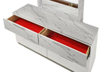 Mist Queen 4-Piece Set – Two-Tone High-Gloss Marble & Lacquer Finish with LED Lighting White - Grand Goldman Shop