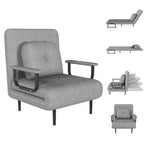 Folding Sofa Bed 5-in-1 Convertible Chair with Adjustable Backrest and Pillow, Grey Flannelette, Compact Design - Grand Goldman Shop