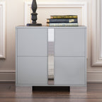 Elegant Nightstand with Metal Foot, Mirrored Bedside Table with 2 Drawers for Bedroom, Living Room, Gray (Old SKU: WF319353AAE) - Grand Goldman Shop