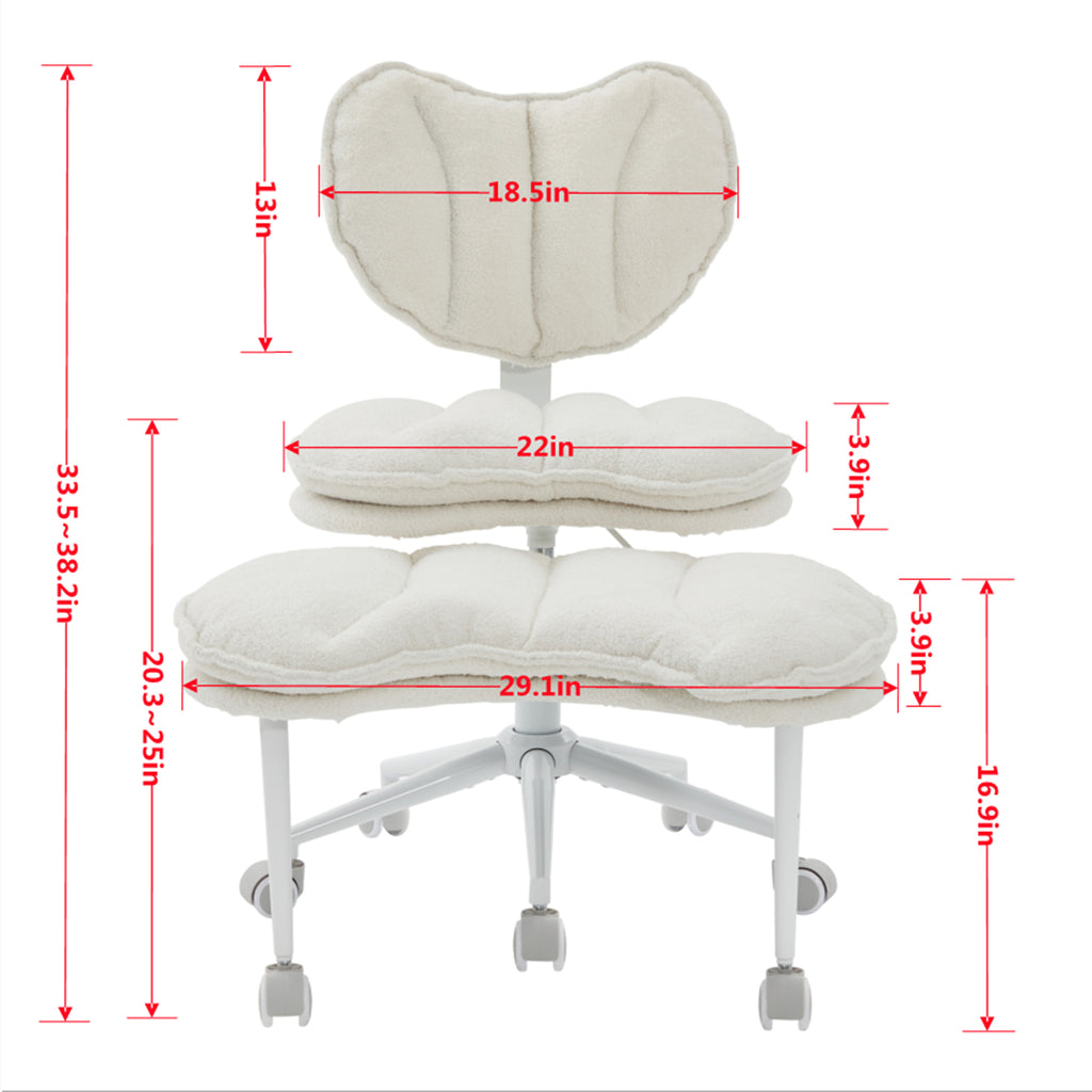 Meditation Chair Plus, Teddy Fleece Double-Layer Padding Cross Legged Rolling Chair for ADHD, Criss Cross Desk Chair with Lum
