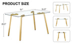Modern minimalist style rectangular glass dining table with tempered glass tabletop and golden metal legs, suitable for kitchen, dining room, and living room, 51 ' * 31.5 ' * 29.5 '   1123 - Grand Goldman Shop
