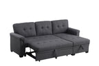 Lucca 84' Dark Gray Linen Reversible Sleeper Sectional Sofa with Storage Chaise - Grand Goldman Shop