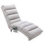 Light Grey Linen Massage Chaise Lounge Indoor with Remote Control, Ergonomic Electric Massage Lounger with 5 Modes - Grand Goldman Shop
