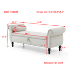 Aijia 63' Velvet Multifunctional Storage Rectangular Sofa Stool Buttons Tufted Nailhead Trimmed Solid Wood Legs with 1 Pillow,Beige - Grand Goldman Shop