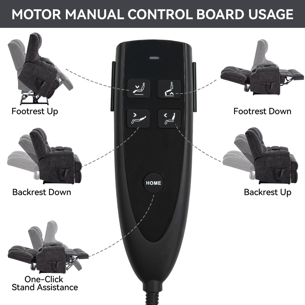 Dual Motor Heat Massage Infinite Position Up to 350 LBS Electric Power Lift Recliners with Power-Remote, Medium-firm and Heavy Duty, Grey - Grand Goldman Shop