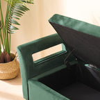 67.91' Wide Storage Soft Ottoman Bench with Armrests,Footrest Bed End Stool for Living Room, Dorm, Entryway and Bedroom, Green - Grand Goldman Shop