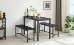 Dining Table Set, Bar Table with 2 Dining Benches, Kitchen Table Counter with Chairs, Industrial for Kitchen Breakfast Table, Living Room, Party Room, Black , 43.3″L x23.6″W x 29.9″H - Grand Goldman Shop