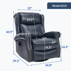 Heat Massage Manual Recliner Chair with Rocker and Swivel in Genuine leather for Living Room, Blue - Grand Goldman Shop