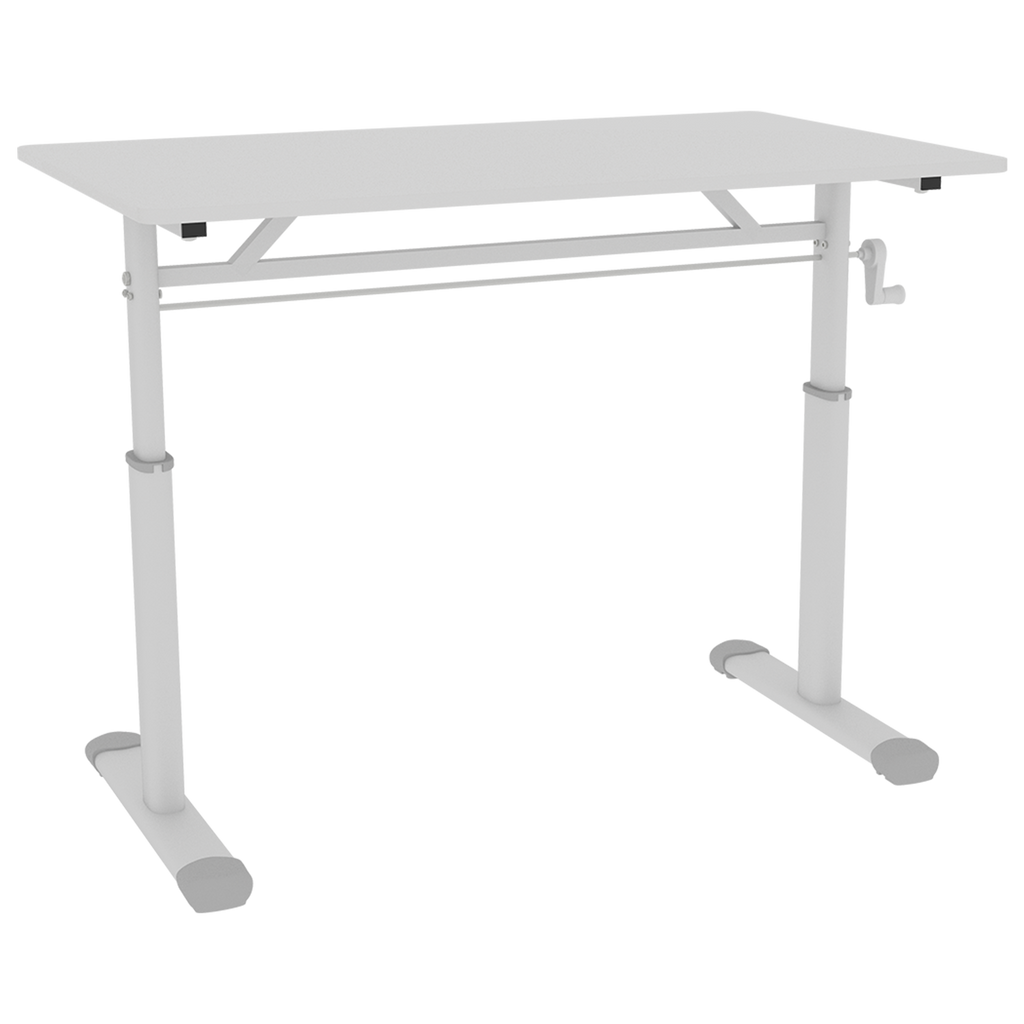 Adjustable Study Desk for Kids and Adults, Height-Adjustable Home Office Desk, White Frame with White Wood Tabletop, 60cm x 1
