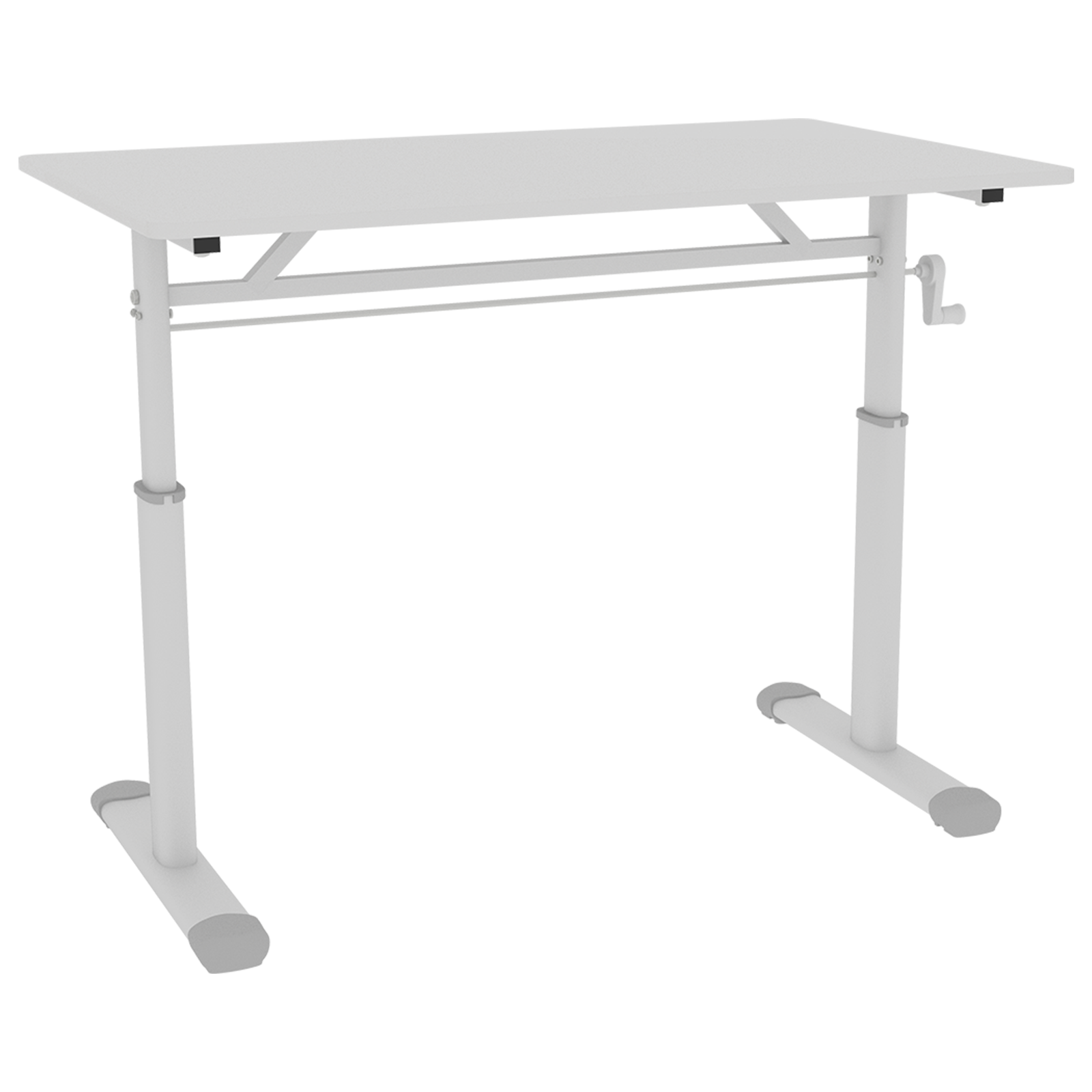 Adjustable Study Desk for Kids and Adults, Height-Adjustable Home Office Desk, White Frame with White Wood Tabletop, 60cm x 1
