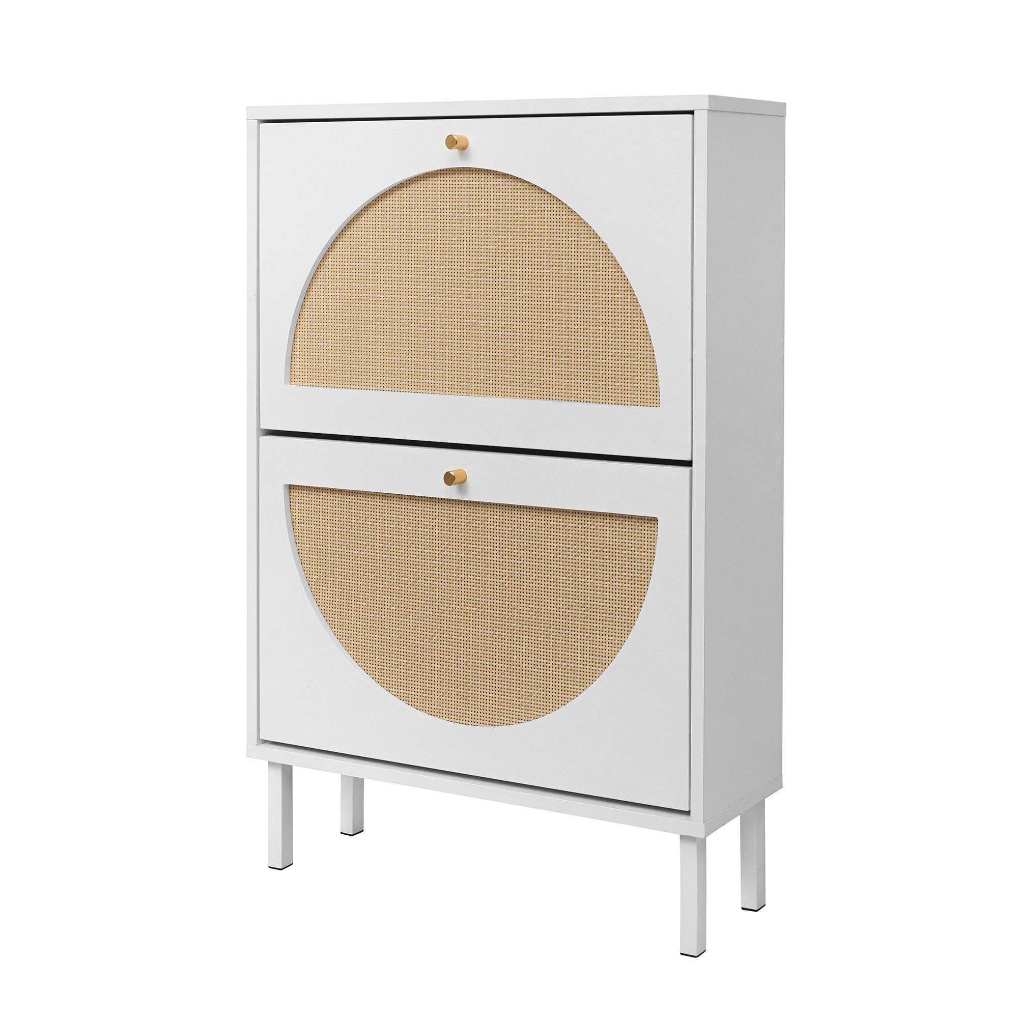 2 Door Shoe Rack, Rattan, Double Layer, Suitable for Living Room, Hallway - Grand Goldman Shop