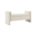 Modern Teddy Bed End Bench with Arms and Storage, Upholstered Large Foot Rest Stool, Cream Plywood, 52.3 x 18.5 x 24.4 inches - Grand Goldman Shop
