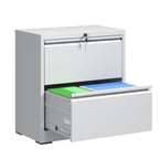 Premium 2 Drawer Metal Lateral File Cabinet with Lock, White Steel Filing Cabinet for Home Office - Grand Goldman