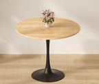 (Natural Wood Color)Round Table, Modern Dining Table, Dining Table, MDF Top and Steel Base Tulip Round Kitchen Table, Kitchen Table, Mid Century Coffee Table for Living Room 24 Inch, Oval Dining Table - Grand Goldman Shop