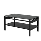 Modern Simple Lift Top Coffee Table with 2-Layer Tempered Glass in Black for Living Room - Grand Goldman Shop