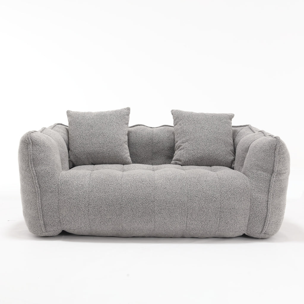 Cozy Beanbag Chair with High Resilience Foam Core for Two - Grey Chenille, 66x35x25 inches - Grand Goldman Shop