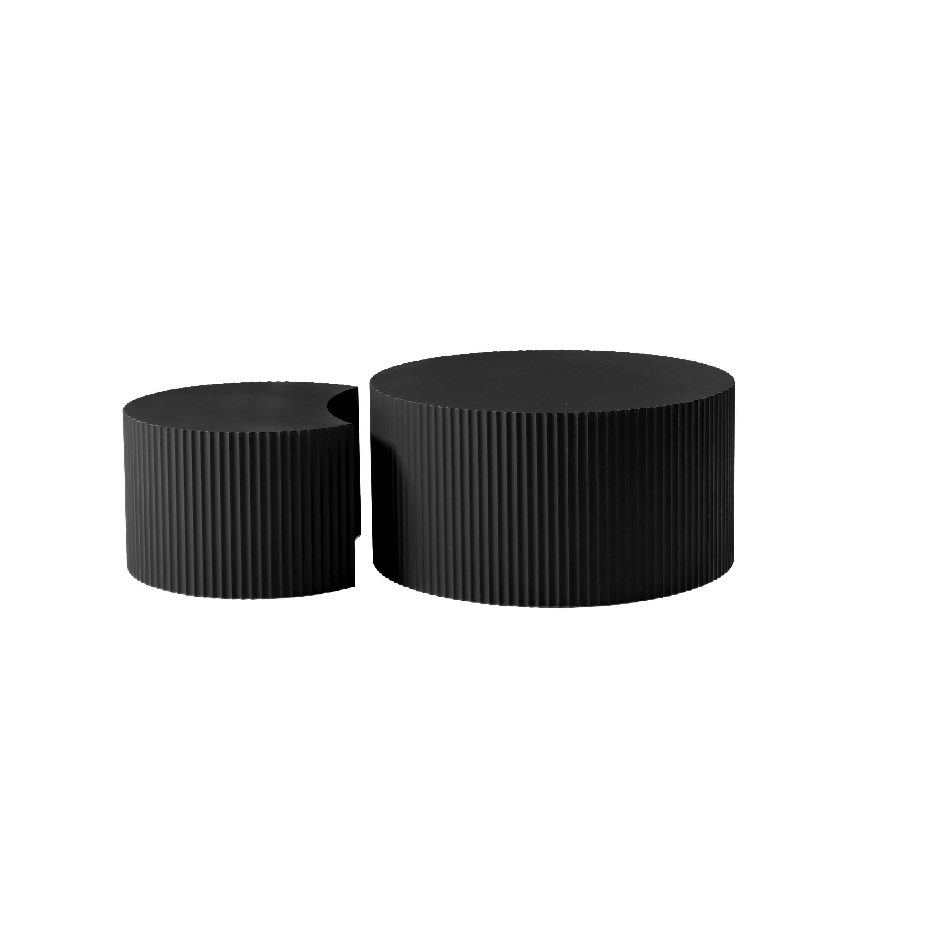 Black Nesting table set of 2 Round and Half Moon Shapes,No Need Assembly(Same Sku:W876P271183) - Grand Goldman Shop