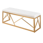 Folia Glam Metal Bench in Gold Steel and White Velvet by - Grand Goldman Shop