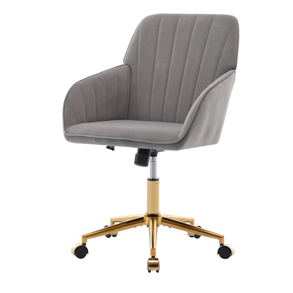 TY Adjustable Office Chair, Ergonomic Swivel Chair, Gray Velvet, Comfortable for Long Sitting - Grand Goldman