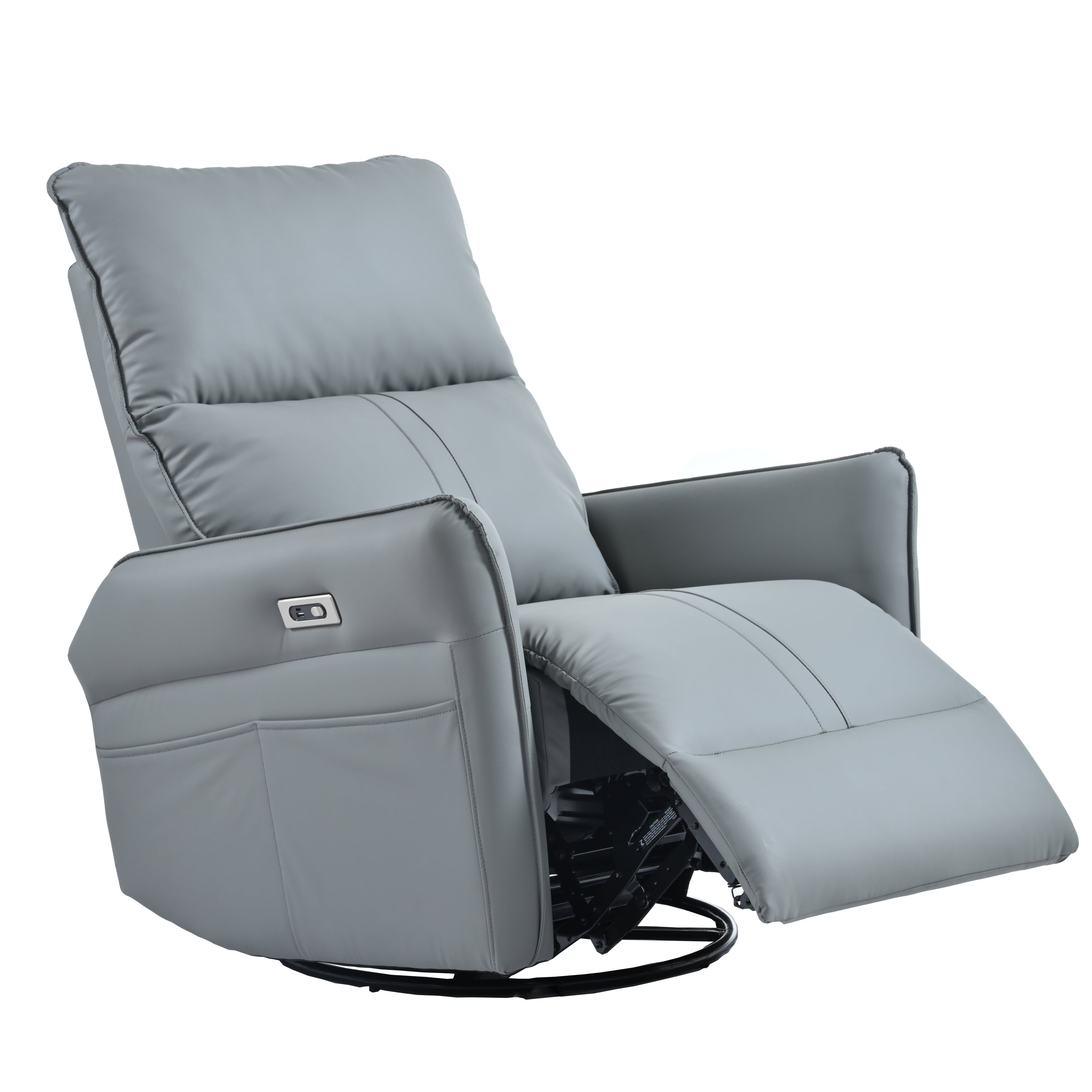 Power Swivel Rocker Recliner Chair for Adults, 270° Swivel Rocking Recliner Chair,Electric Small Recliners for Small Spaces, Single Sofa Recliner for Living Room, Bedroom,RV (Blue-gray+270° Swivel) - Grand Goldman Shop