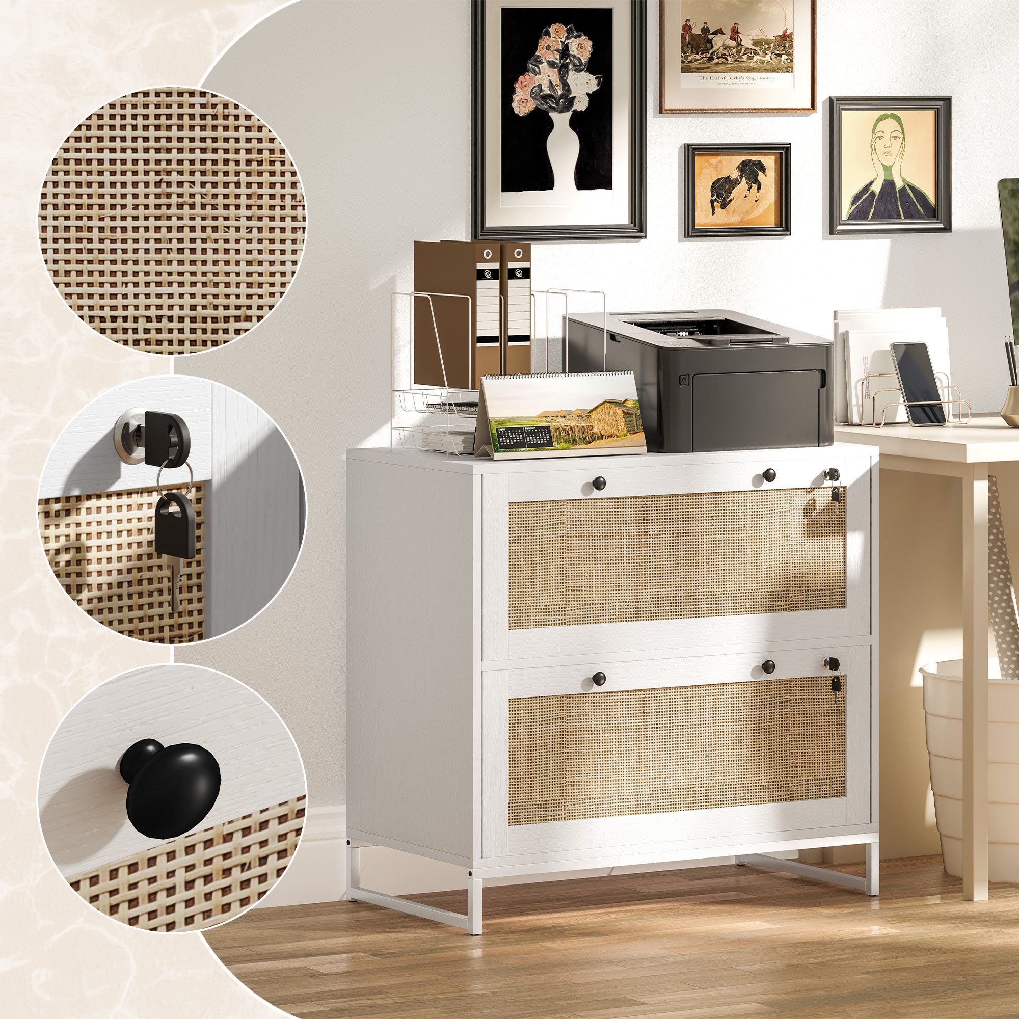 2 Drawer File Cabinet with Adjustable Hanging Bar for Letter,Lockable Filing Cabinet - Shop Quality Furniture at Grand Goldma