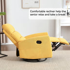 Manual Recliner Chair with Rocker and Swivel in Fabric for Living Room, Yellow - Grand Goldman Shop