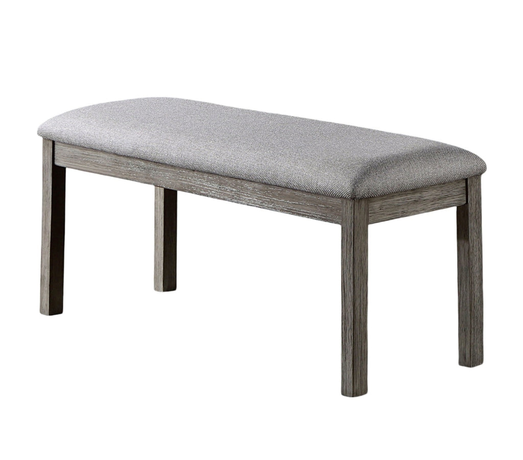 Gray Color Dining Bench Padded Seat 1pc Bench Kitchen Dining Room Wire-Brushed Finish - Grand Goldman Shop