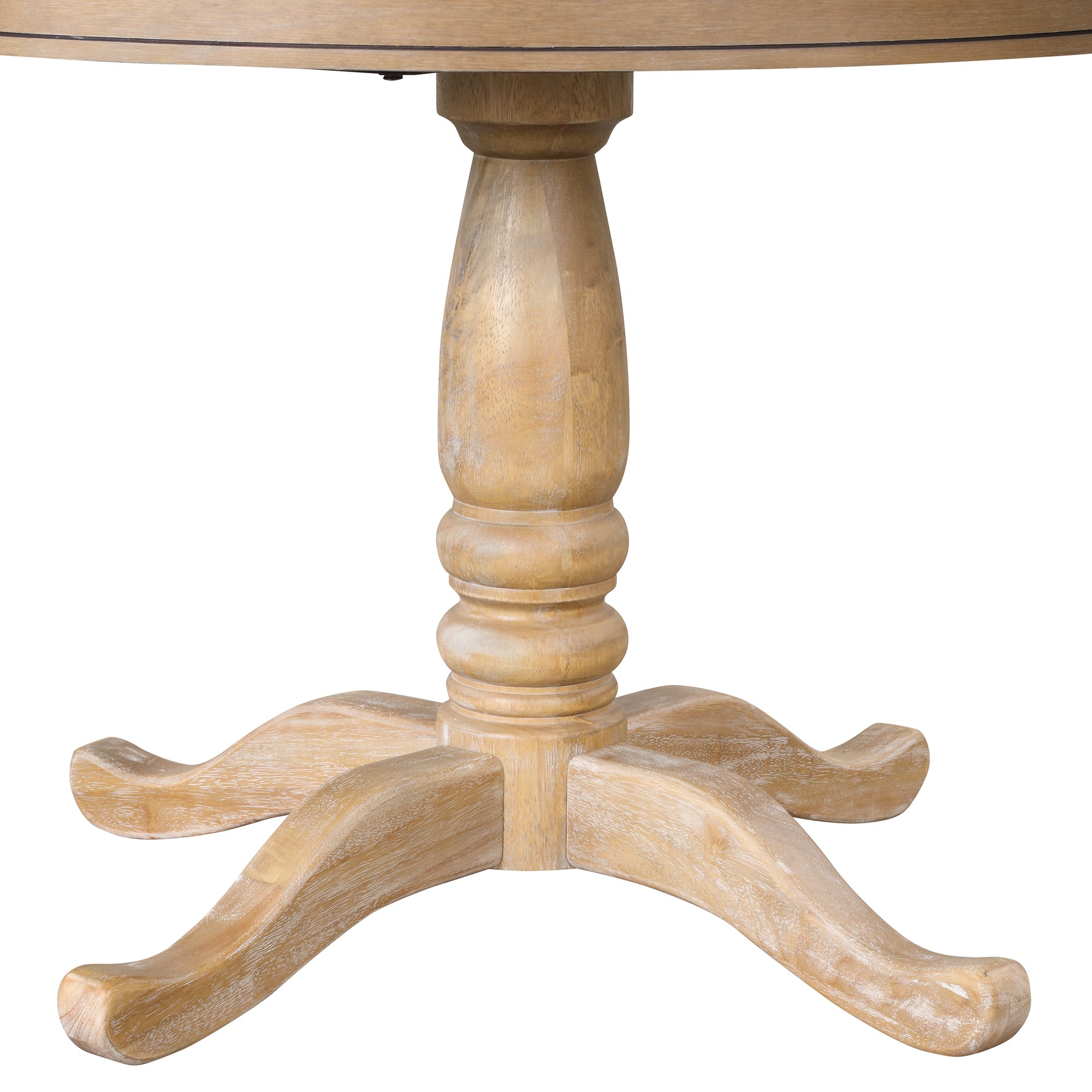 Modern Natural Wood Wash Dining Table Set for 4 with Round Table and Chairs, Solid Wood and MDF - Grand Goldman Shop