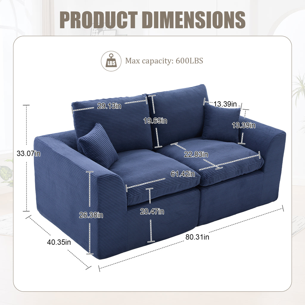 UNITED WE WIN Modular Sectional Sofa Cloud Couch,Comfy Cloud Modern Sofa,2 Seater with Cushion Covers Removable Furniture for Living Room Bedroom Apartments Dorms,No Assembly Required - Grand Goldman Shop